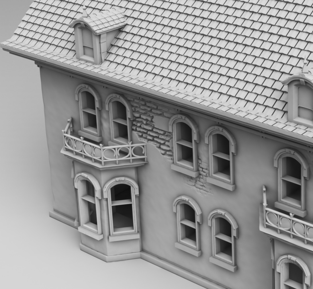 An old European house 3D print model_10