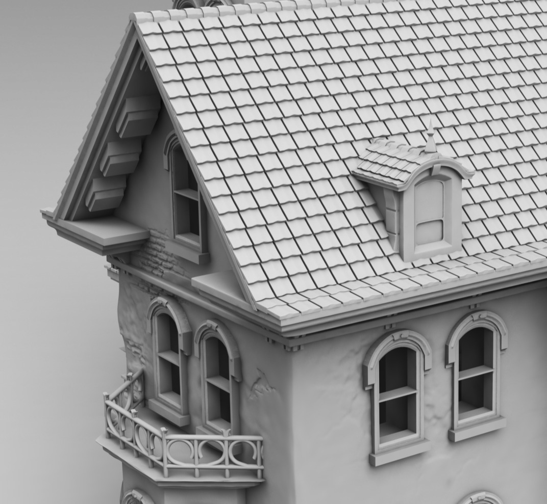 An old European house 3D print model_14