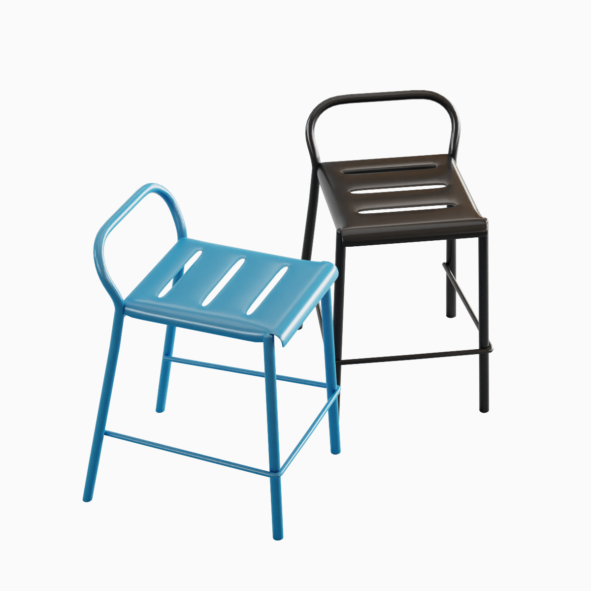 Modern Stool Set B 3D model_5