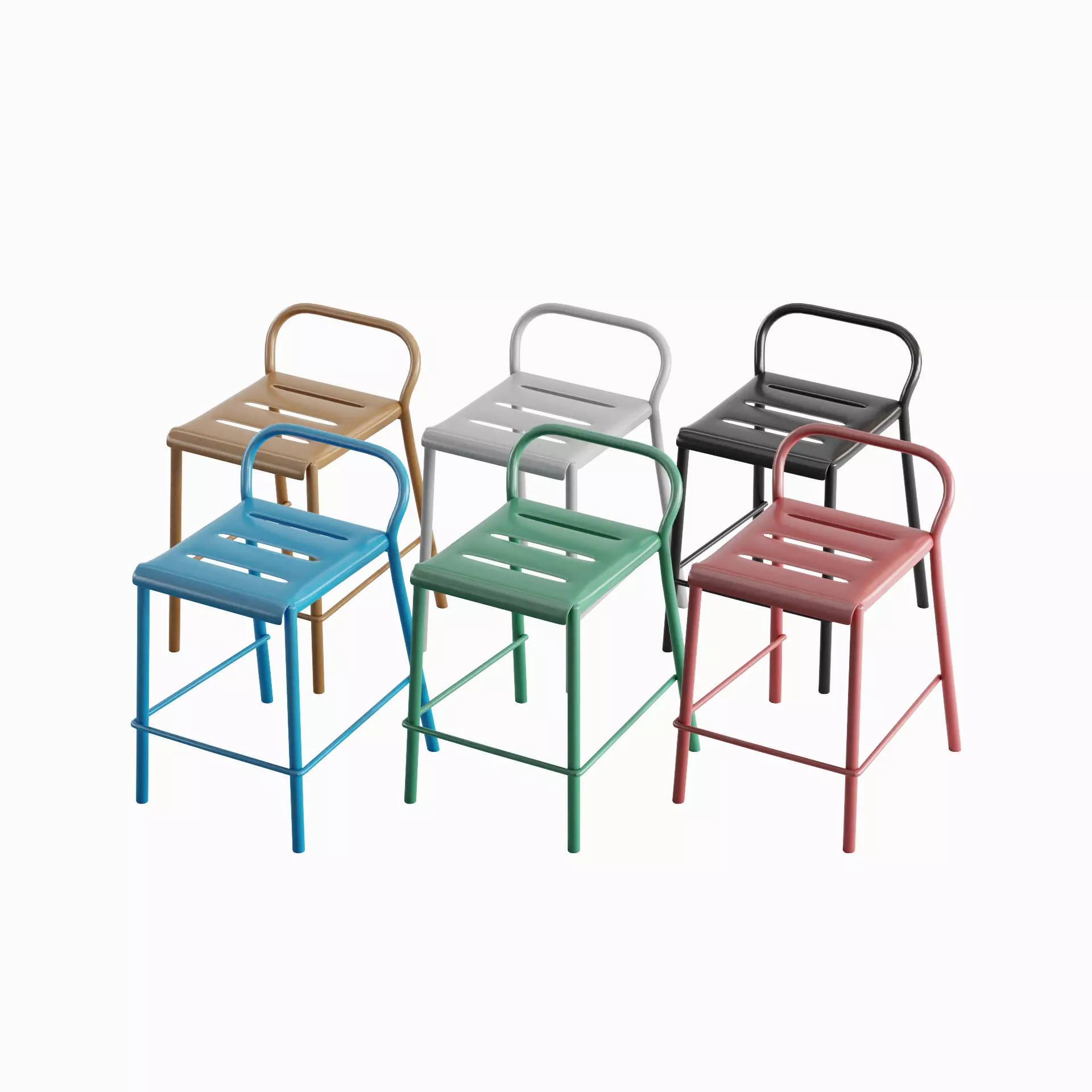 Modern Stool Set B 3D model_0