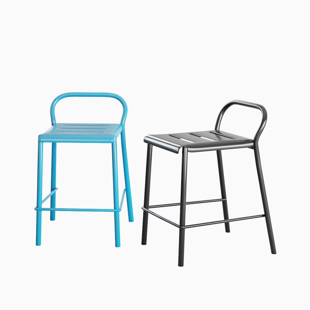 Modern Stool Set B 3D model_3