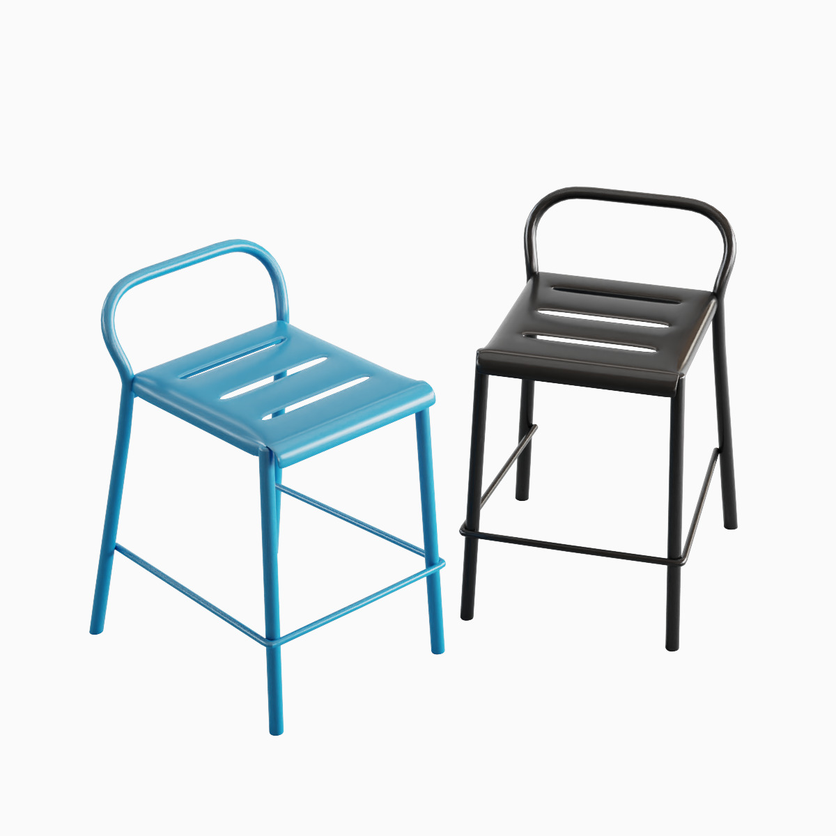Modern Stool Set B 3D model_4