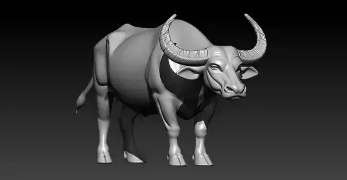 Buffalo model - water buffalo statue - 3D print