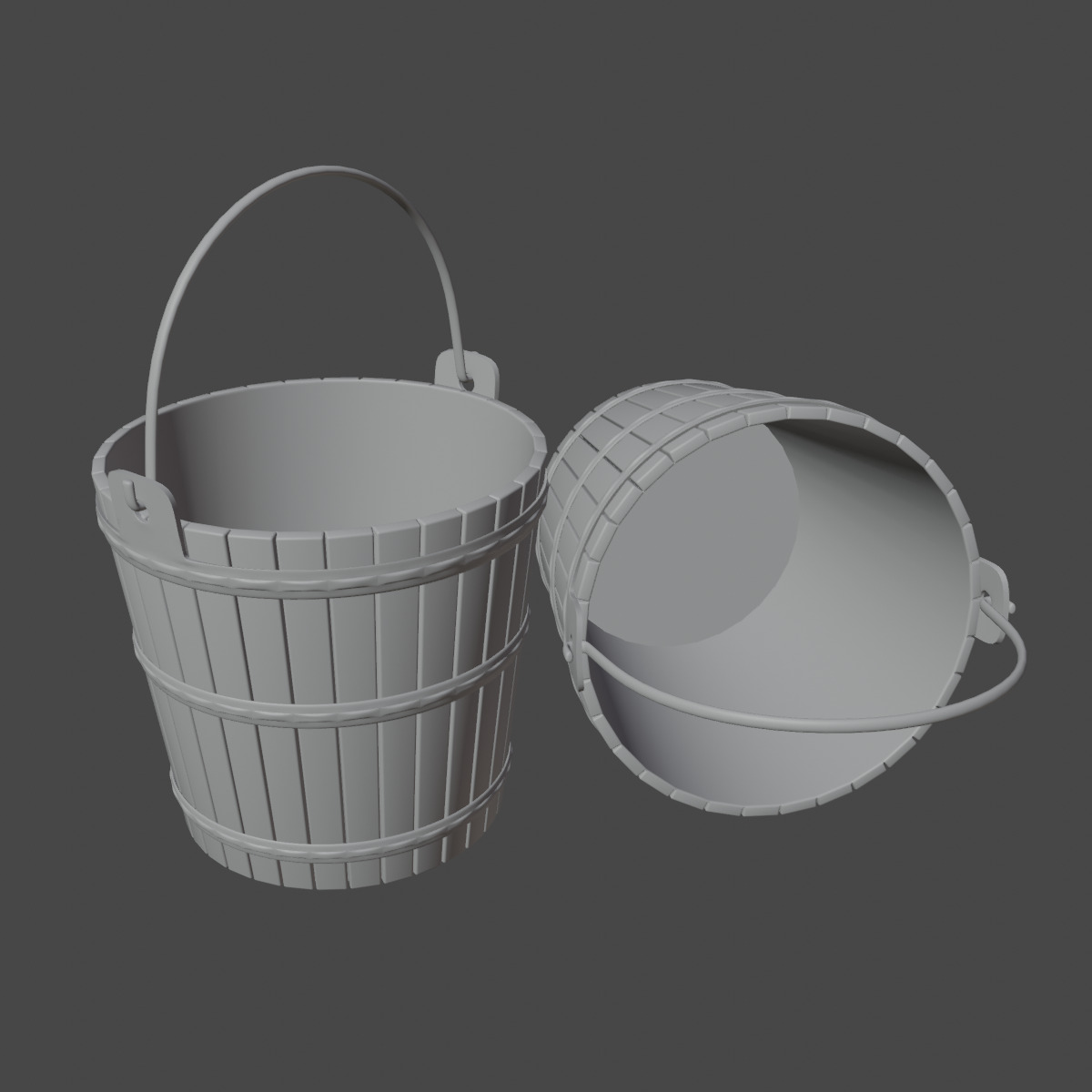 Wooden Bucket Set 3D model_19