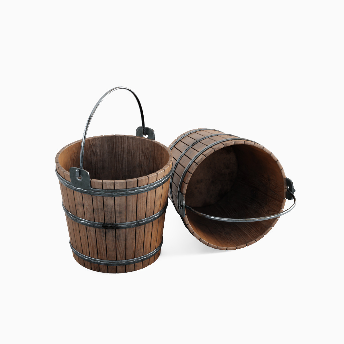 Wooden Bucket Set 3D model_17