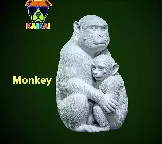 Monkey family model - monkey statue - 3D print