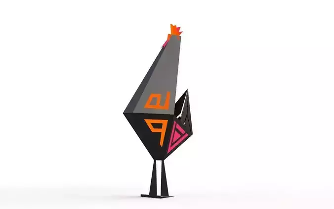 Rooster Tiangulated 3D Model