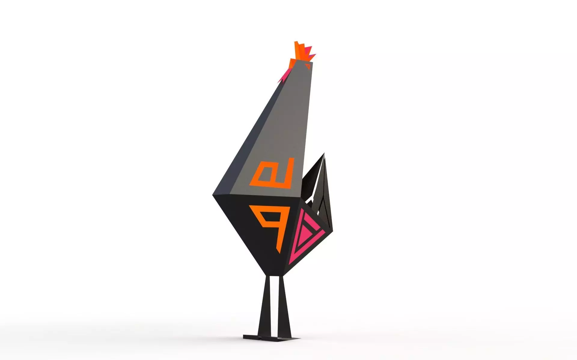 Rooster Tiangulated 3D Model 3D model_0