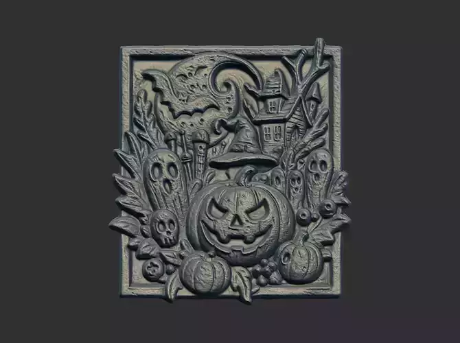 hallowen themed scene cnc model
