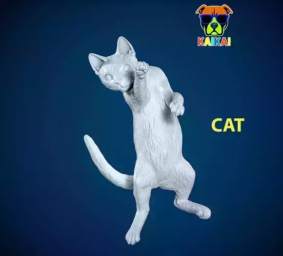 Jumping cat model - statue - 3D print