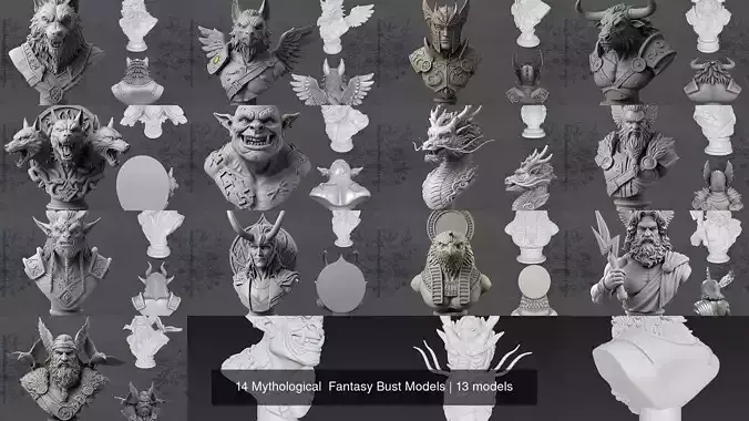 14 Mythological  Fantasy Bust Models