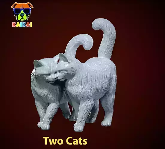 Two cats statue - cat model - statue - 3D print