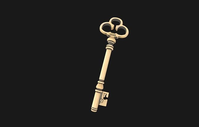 antique 1950s key design Low-poly 3D model