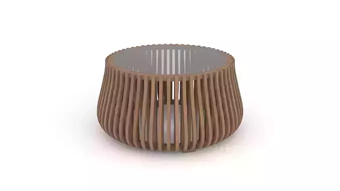 Wooden Round Coffee Table 3D Model Low-poly 3D model