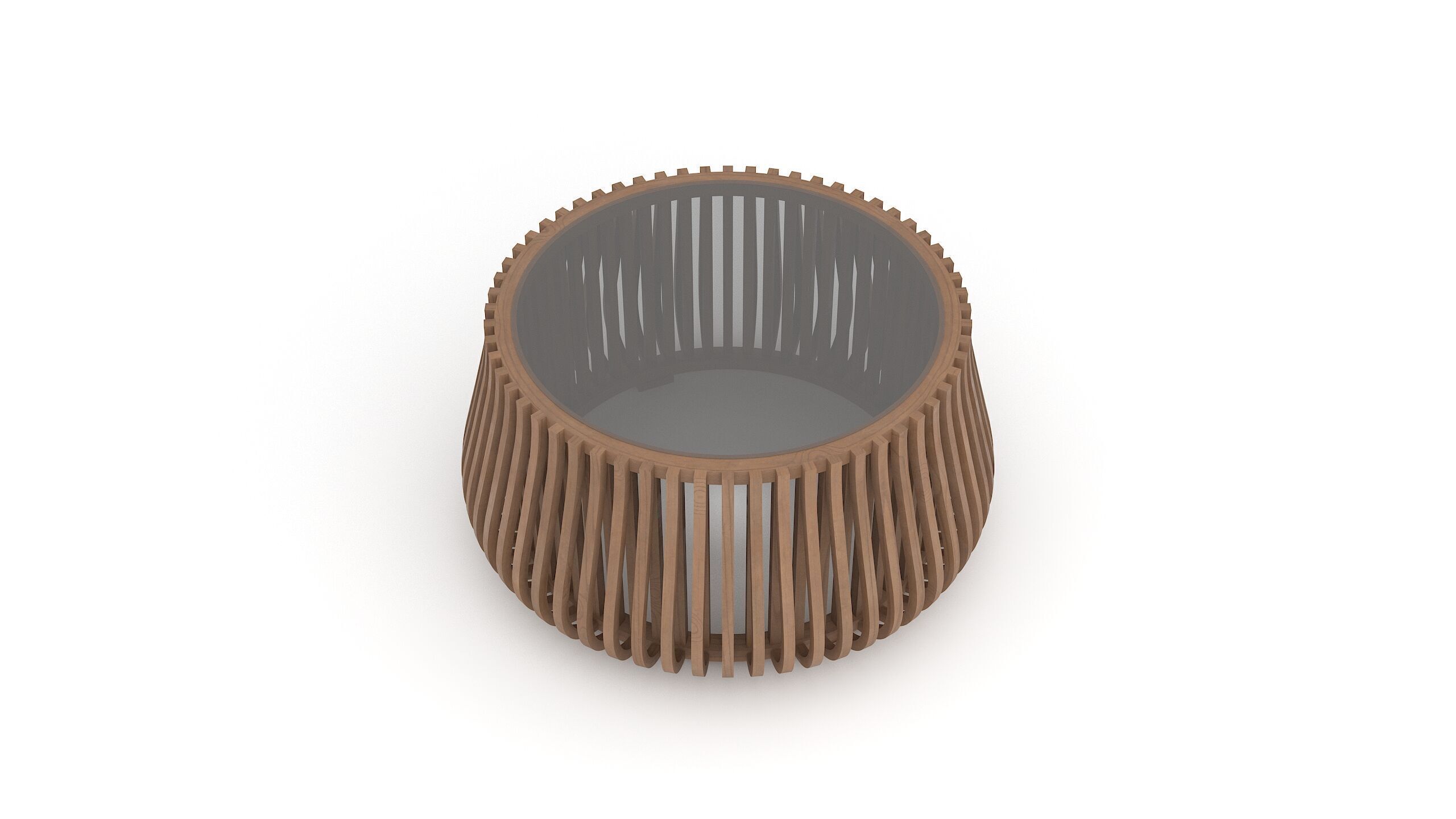 Wooden Round Coffee Table 3D Model Low-poly 3D model_2