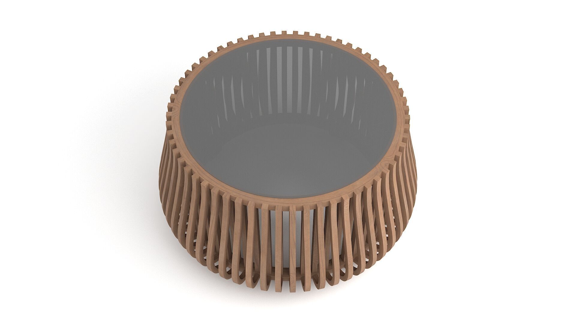Wooden Round Coffee Table 3D Model Low-poly 3D model_7