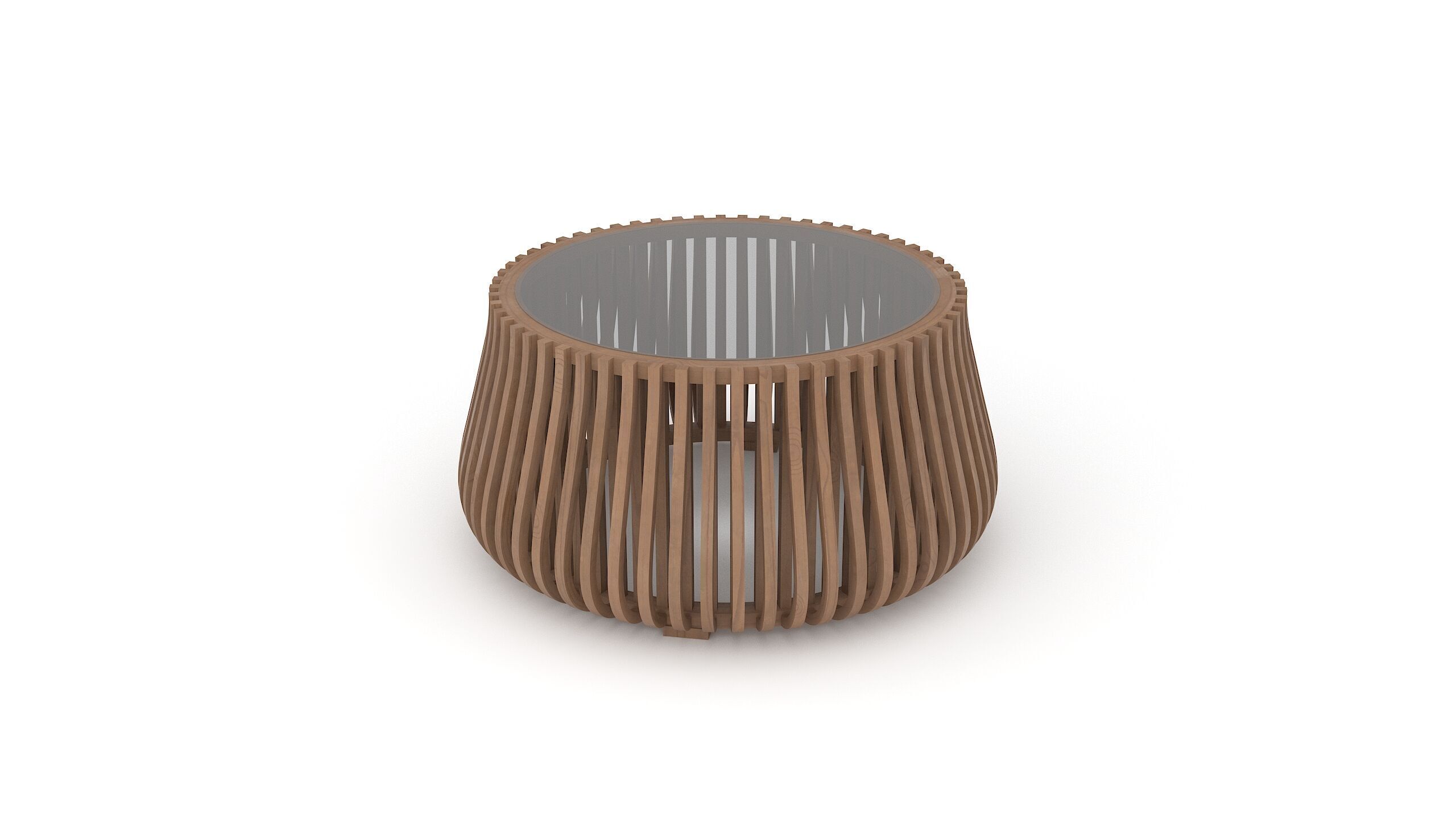 Wooden Round Coffee Table 3D Model Low-poly 3D model_1