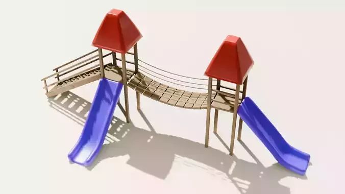 Playground castle with a slide