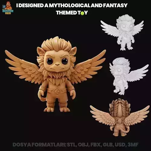 Cartoon Zouwu Figurine  3D Printable Cute Magical Beast Model