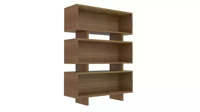 Modern Wooden Shelf Display 3D Model