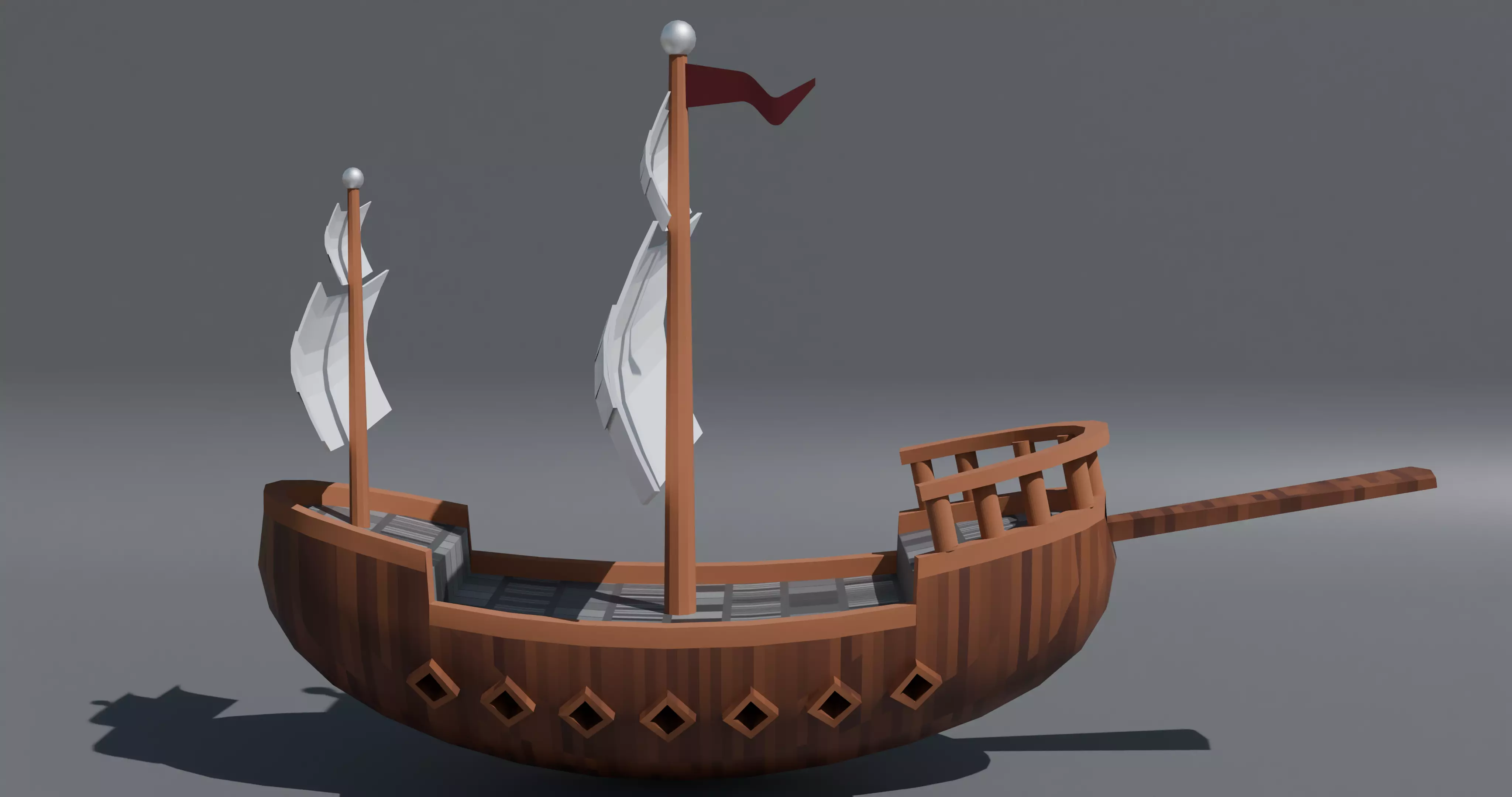 Pirates ship  Low-poly 3D model_0