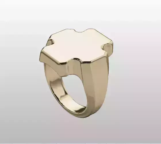Geometric Signet Ring Minimal 3D Printable Jewelry Model