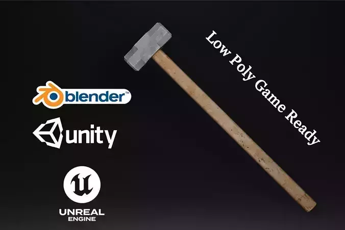 Low Poly Sledgehammer  Game Ready 3D Weapon Model