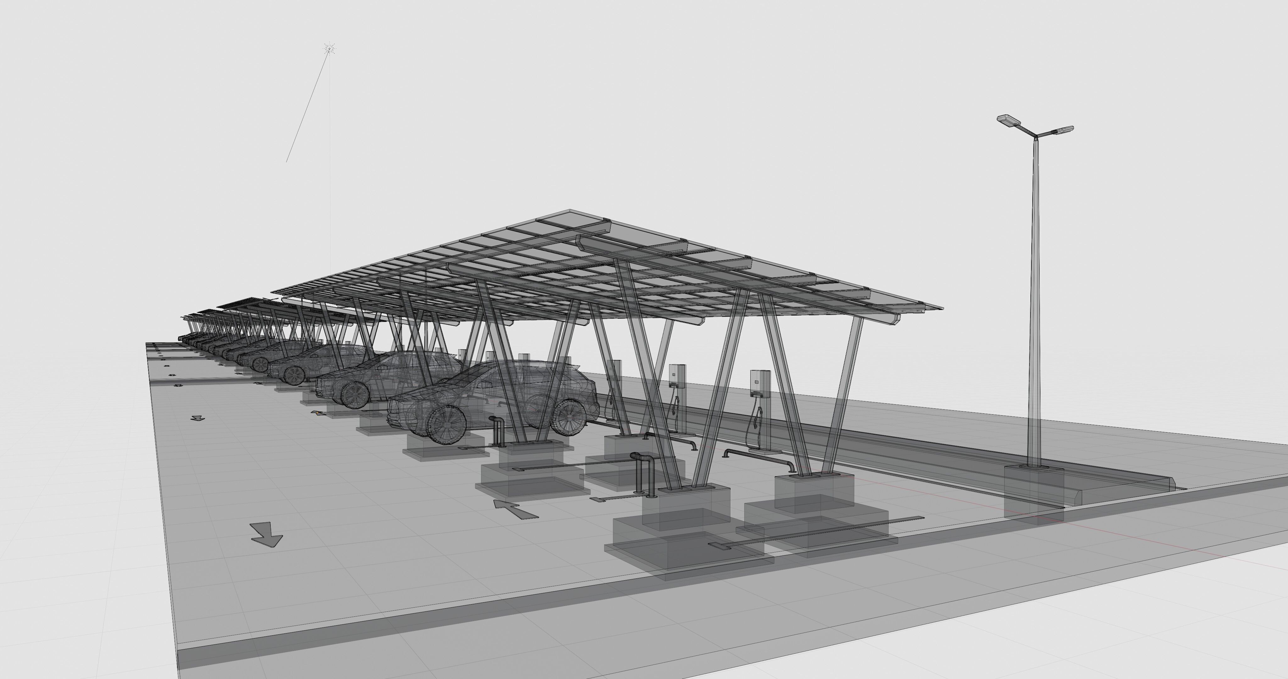 Low Poly Solar Carport Type-2 Pack Low-poly 3D model_26