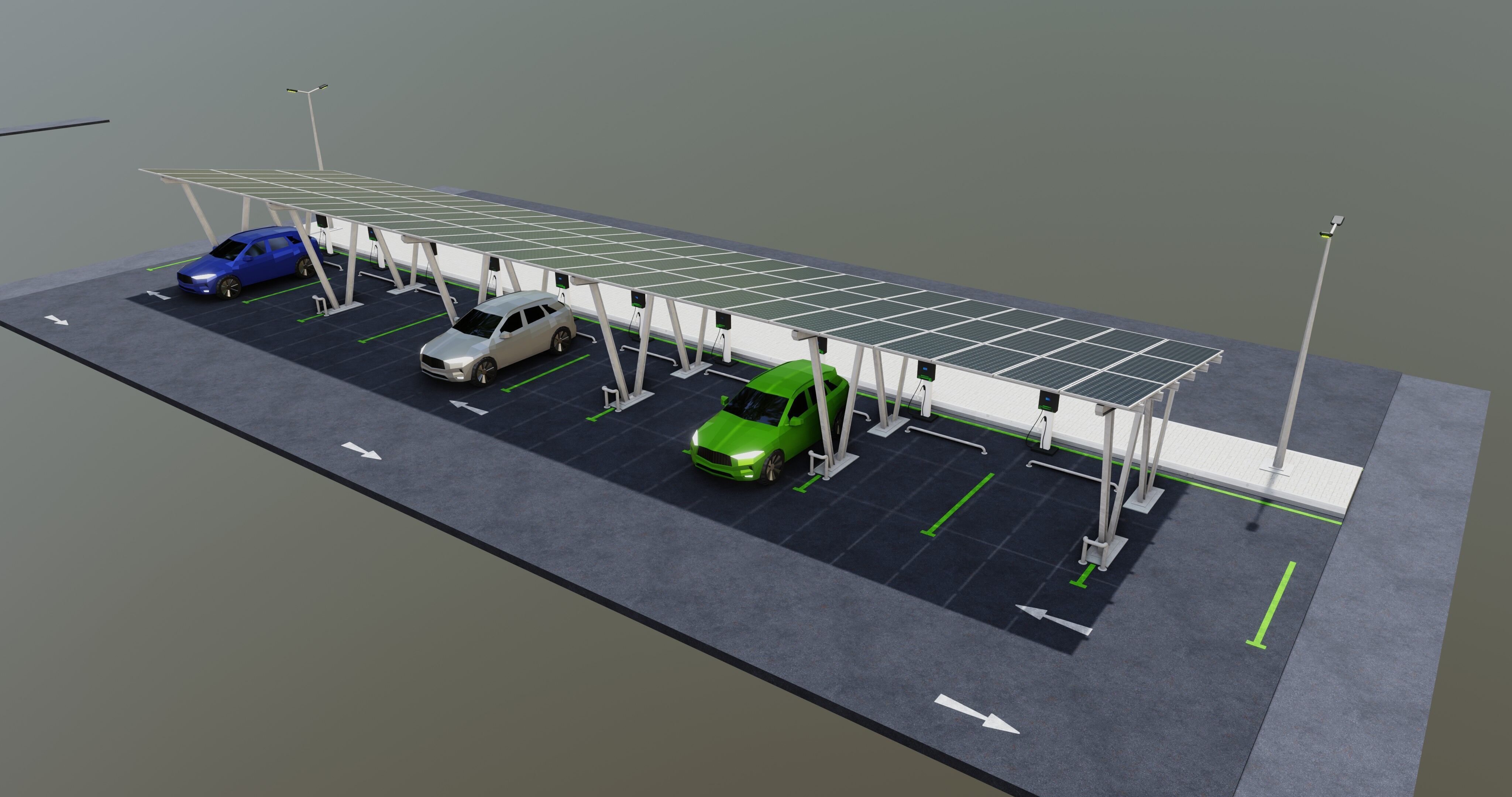 Low Poly Solar Carport Type-2 Pack Low-poly 3D model_12