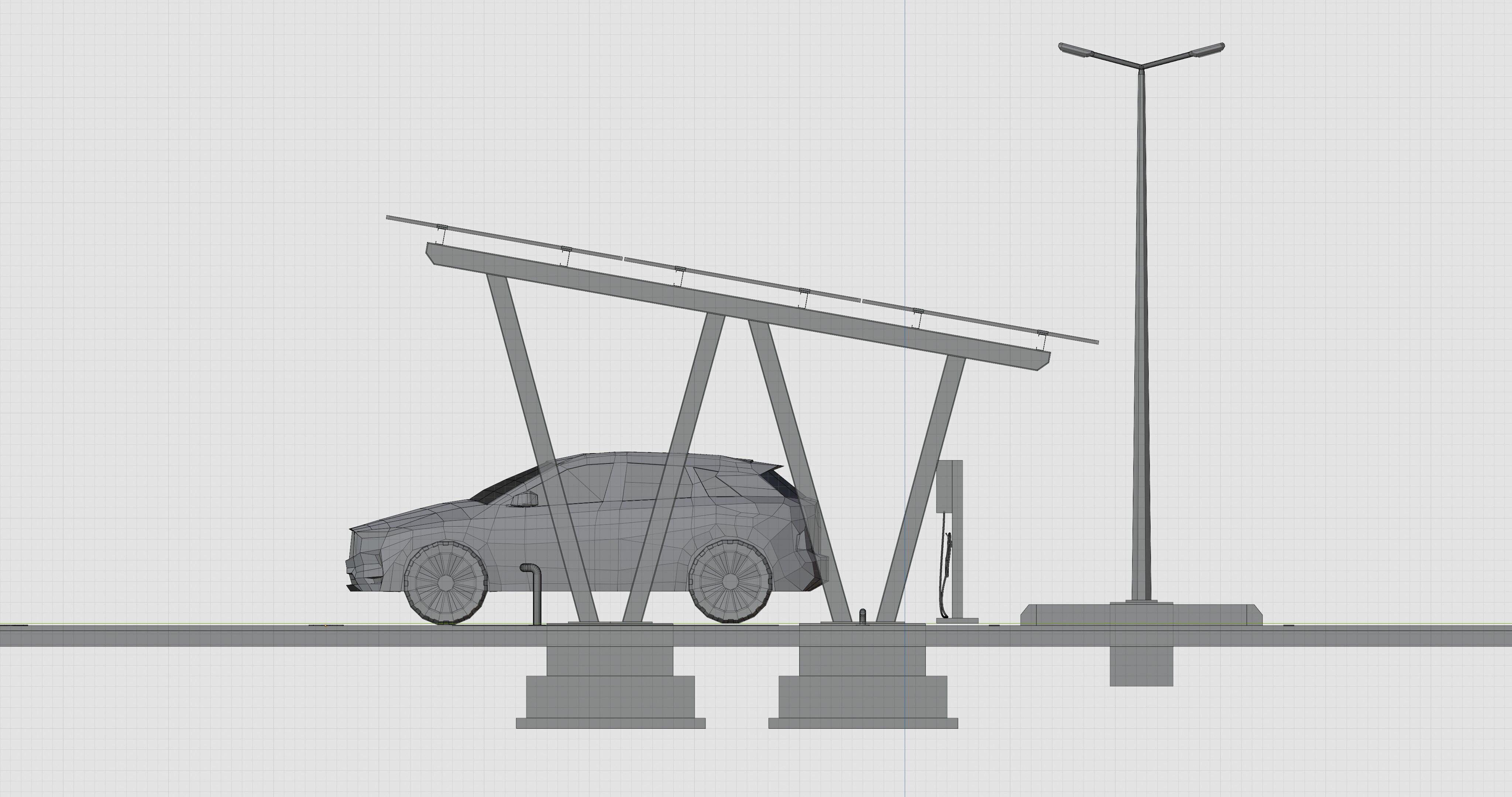 Low Poly Solar Carport Type-2 Pack Low-poly 3D model_25