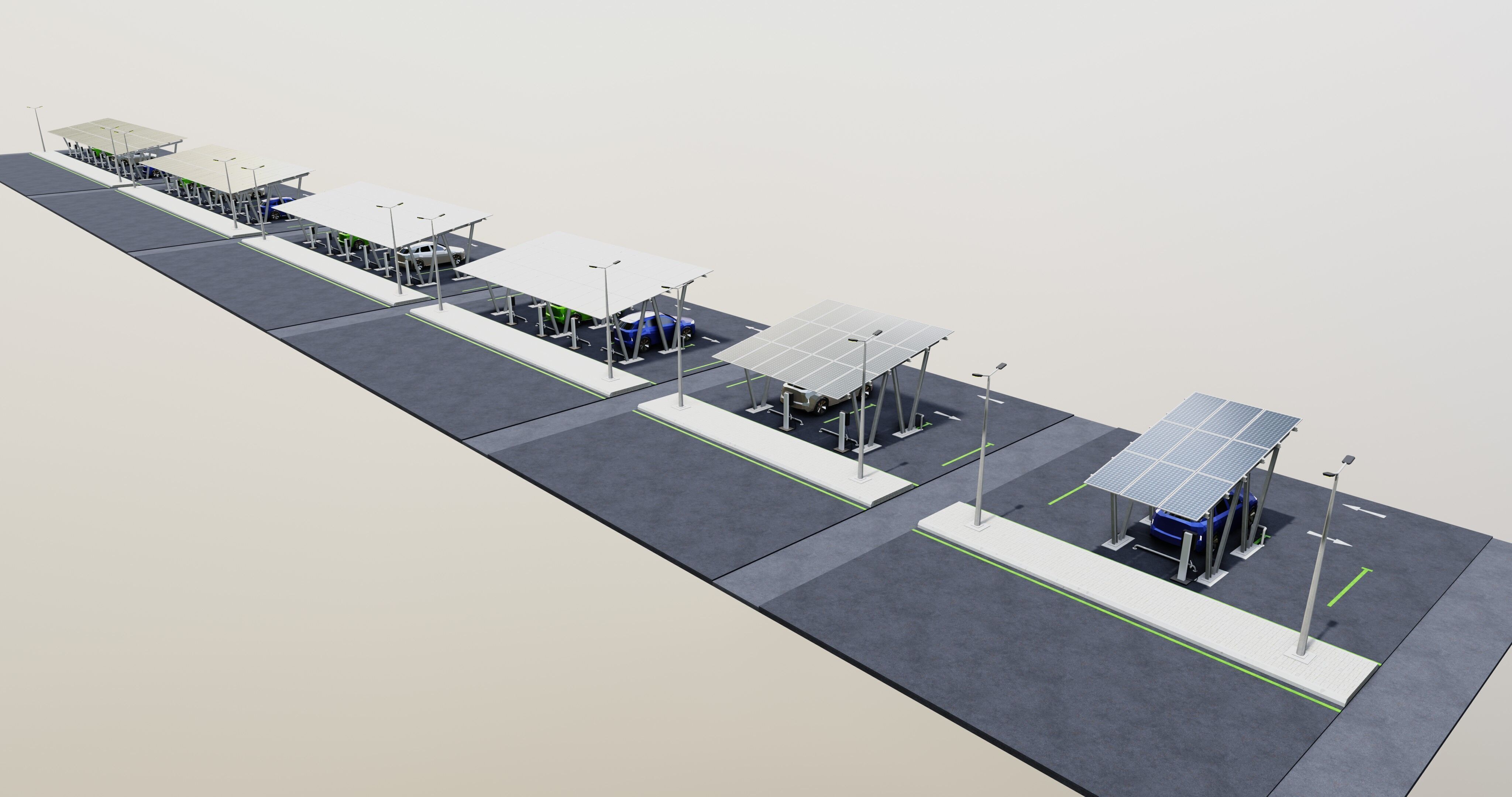 Low Poly Solar Carport Type-2 Pack Low-poly 3D model_28