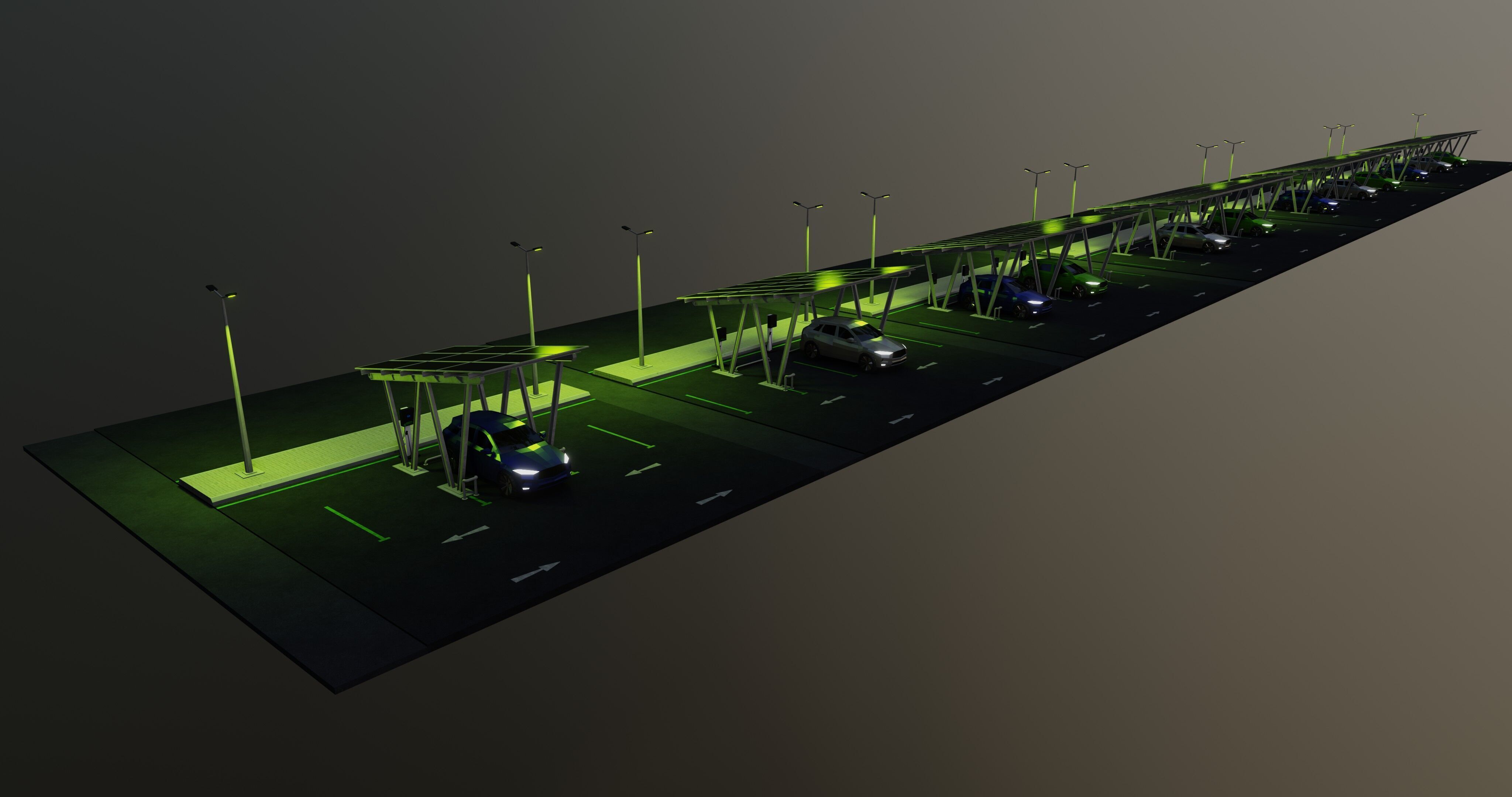 Low Poly Solar Carport Type-2 Pack Low-poly 3D model_29