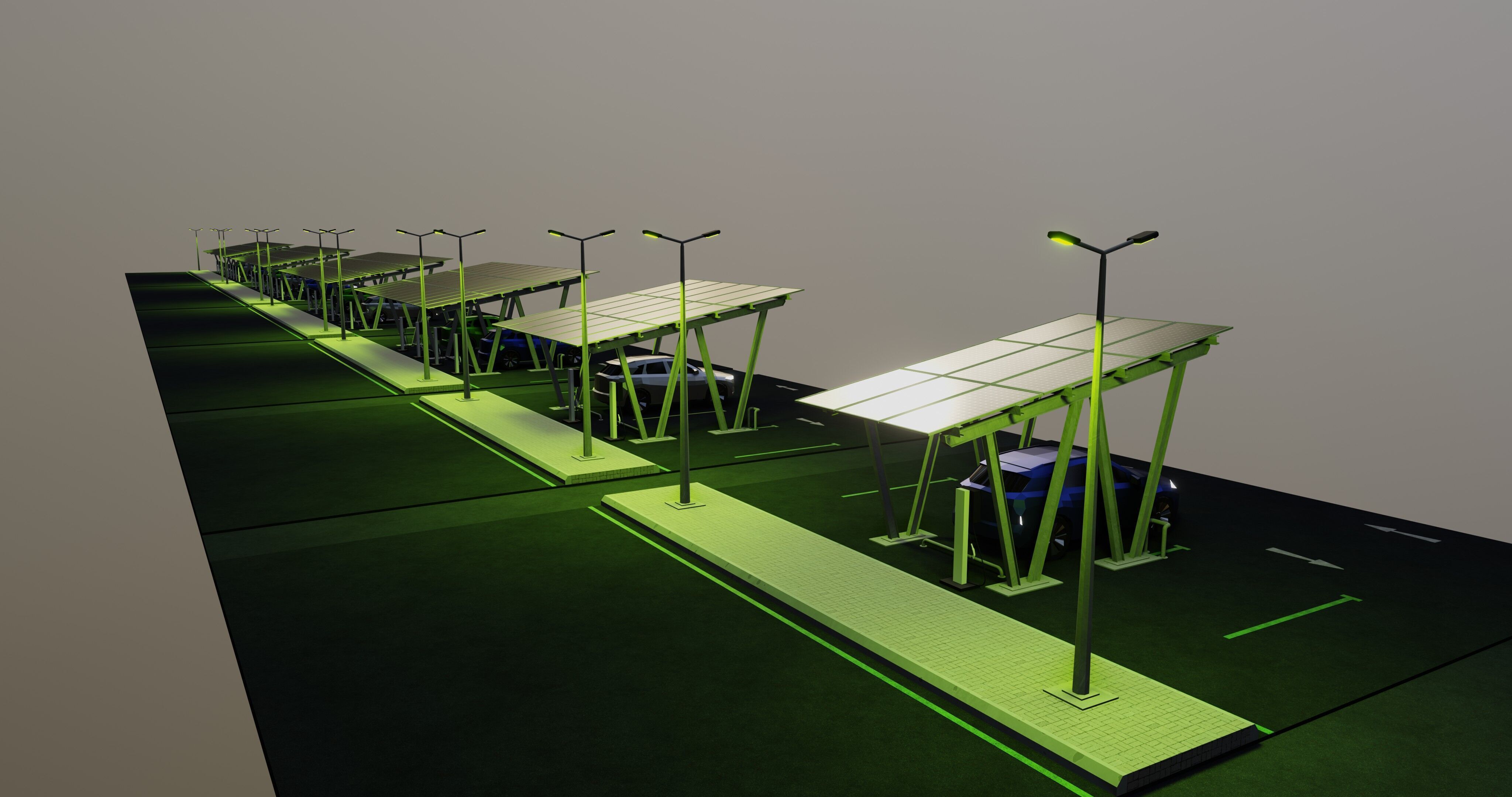 Low Poly Solar Carport Type-2 Pack Low-poly 3D model_31