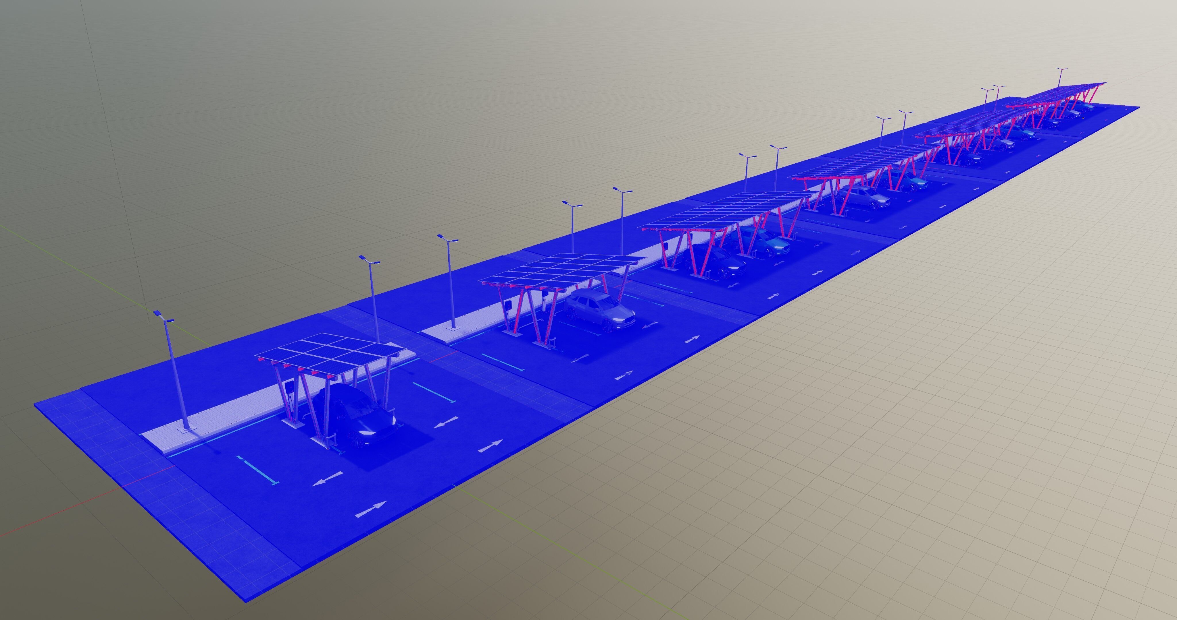 Low Poly Solar Carport Type-2 Pack Low-poly 3D model_19