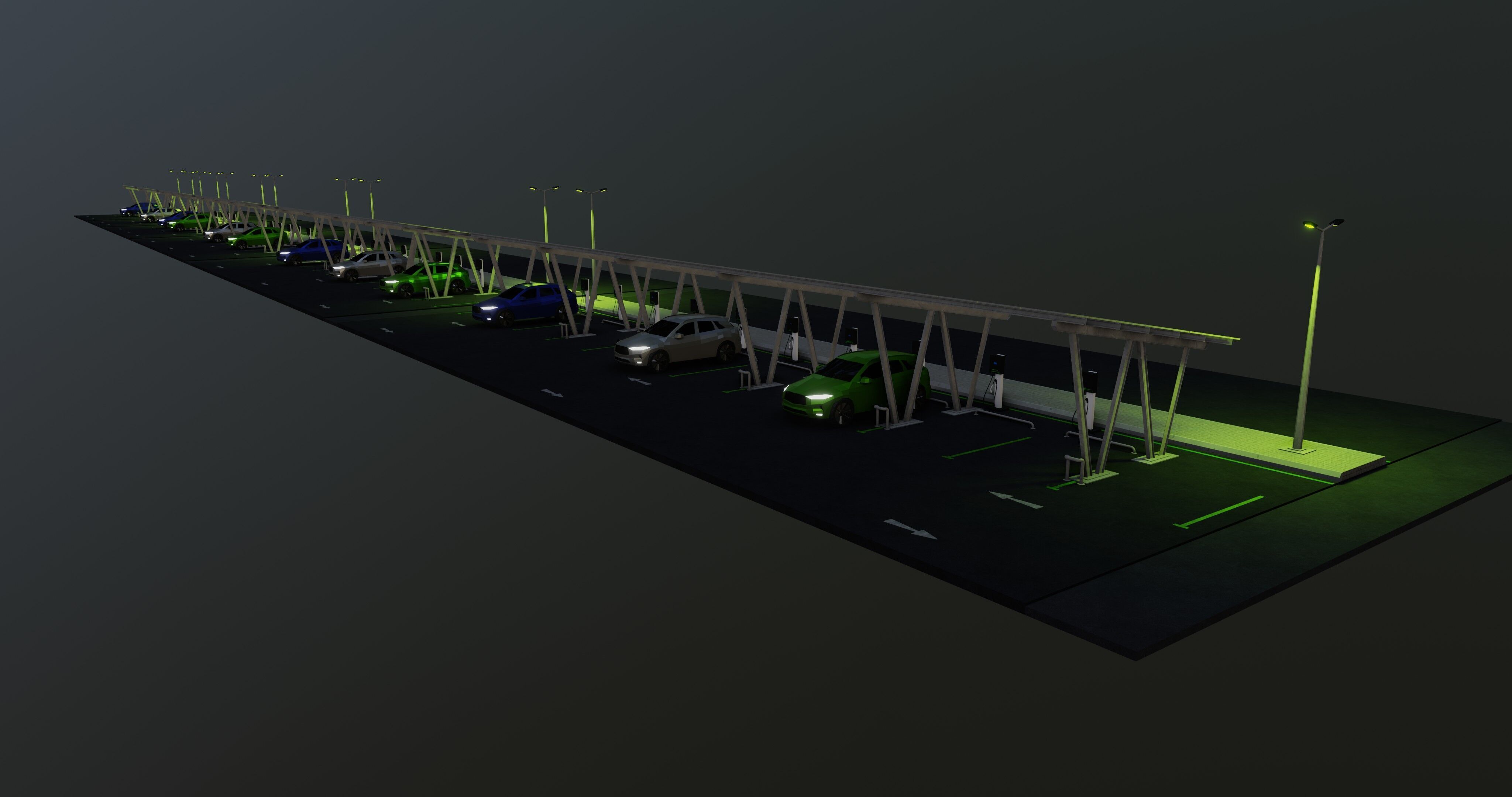 Low Poly Solar Carport Type-2 Pack Low-poly 3D model_30