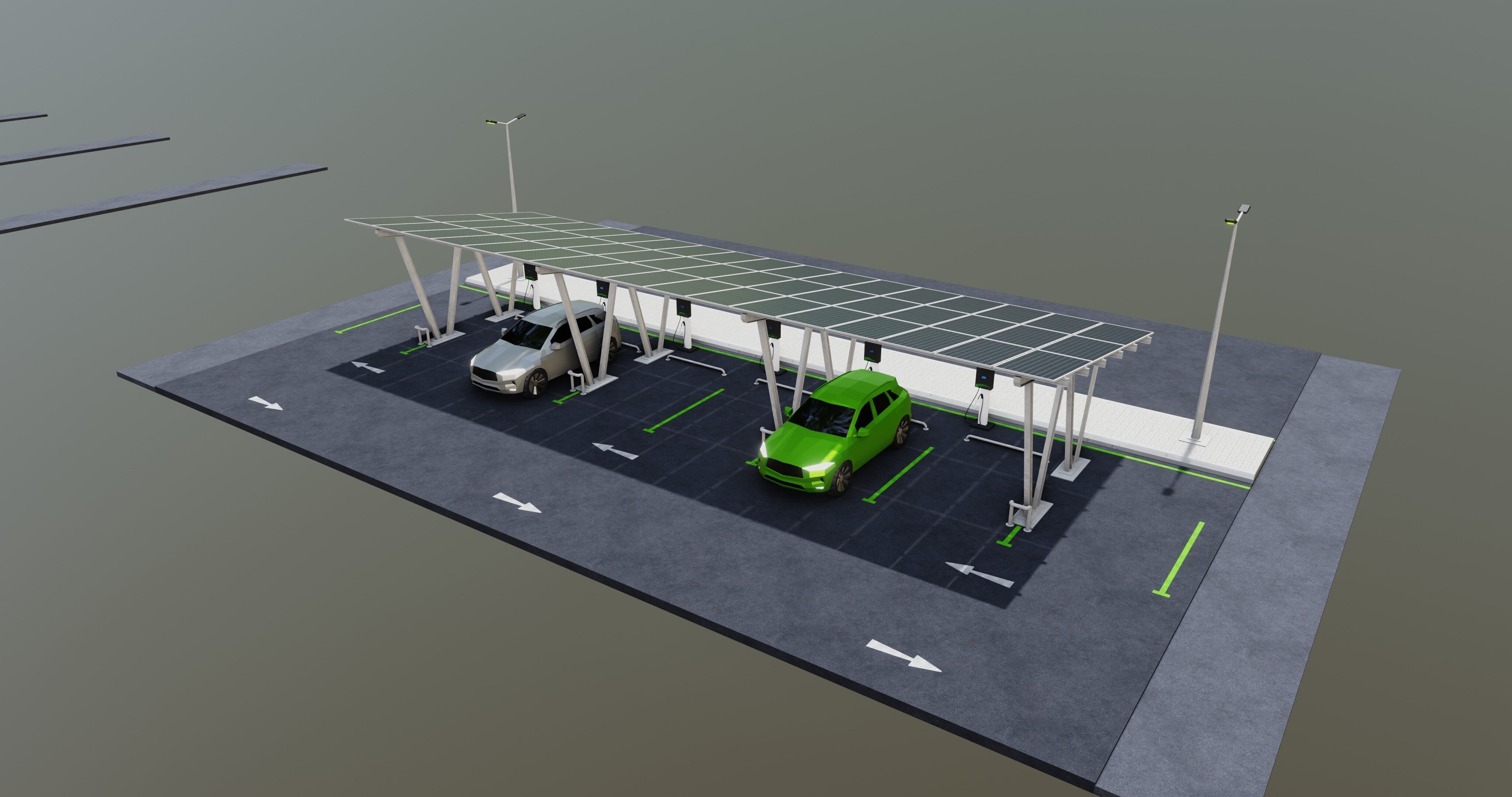 Low Poly Solar Carport Type-2 Pack Low-poly 3D model_8