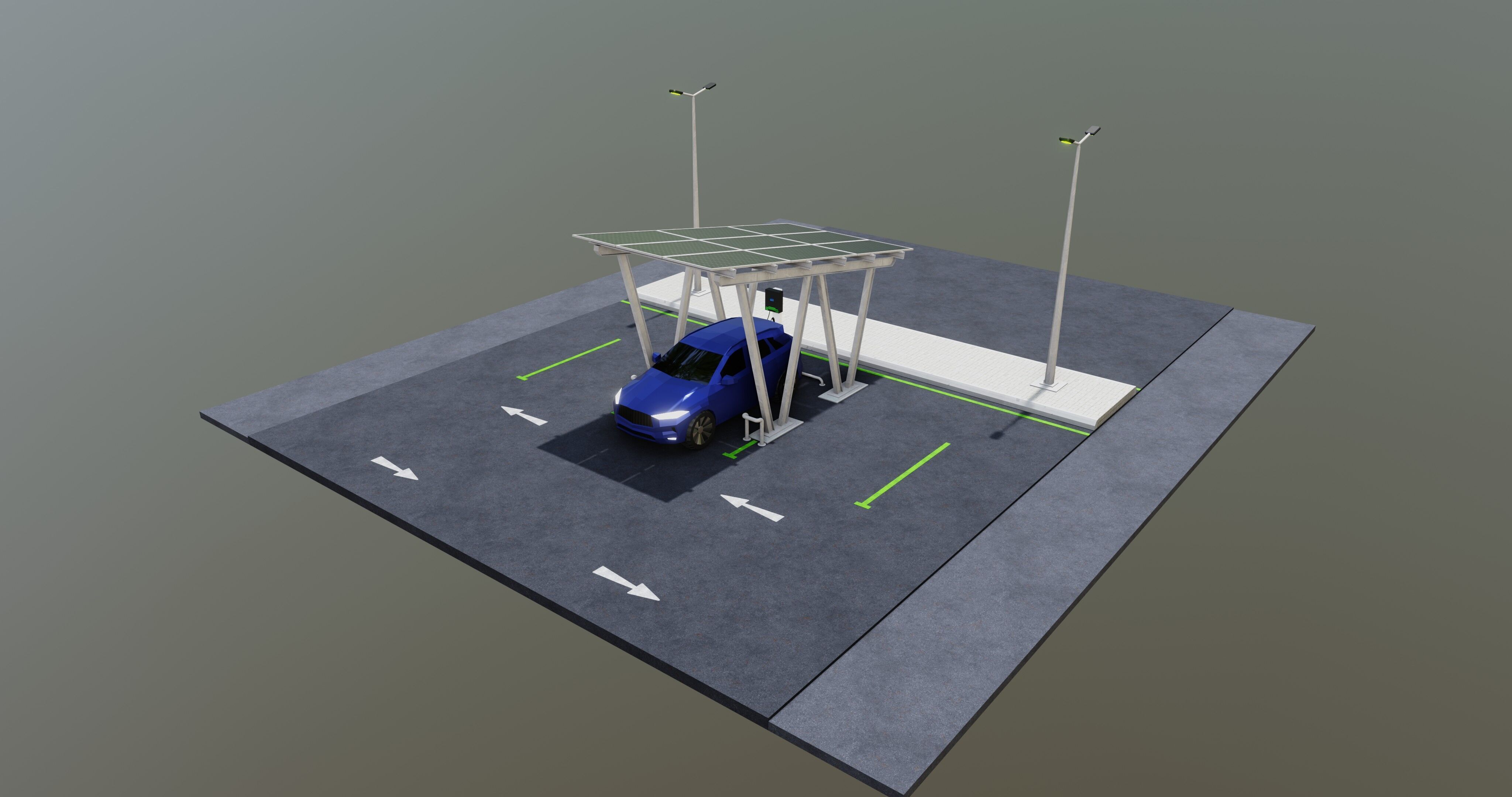 Low Poly Solar Carport Type-2 Pack Low-poly 3D model_32