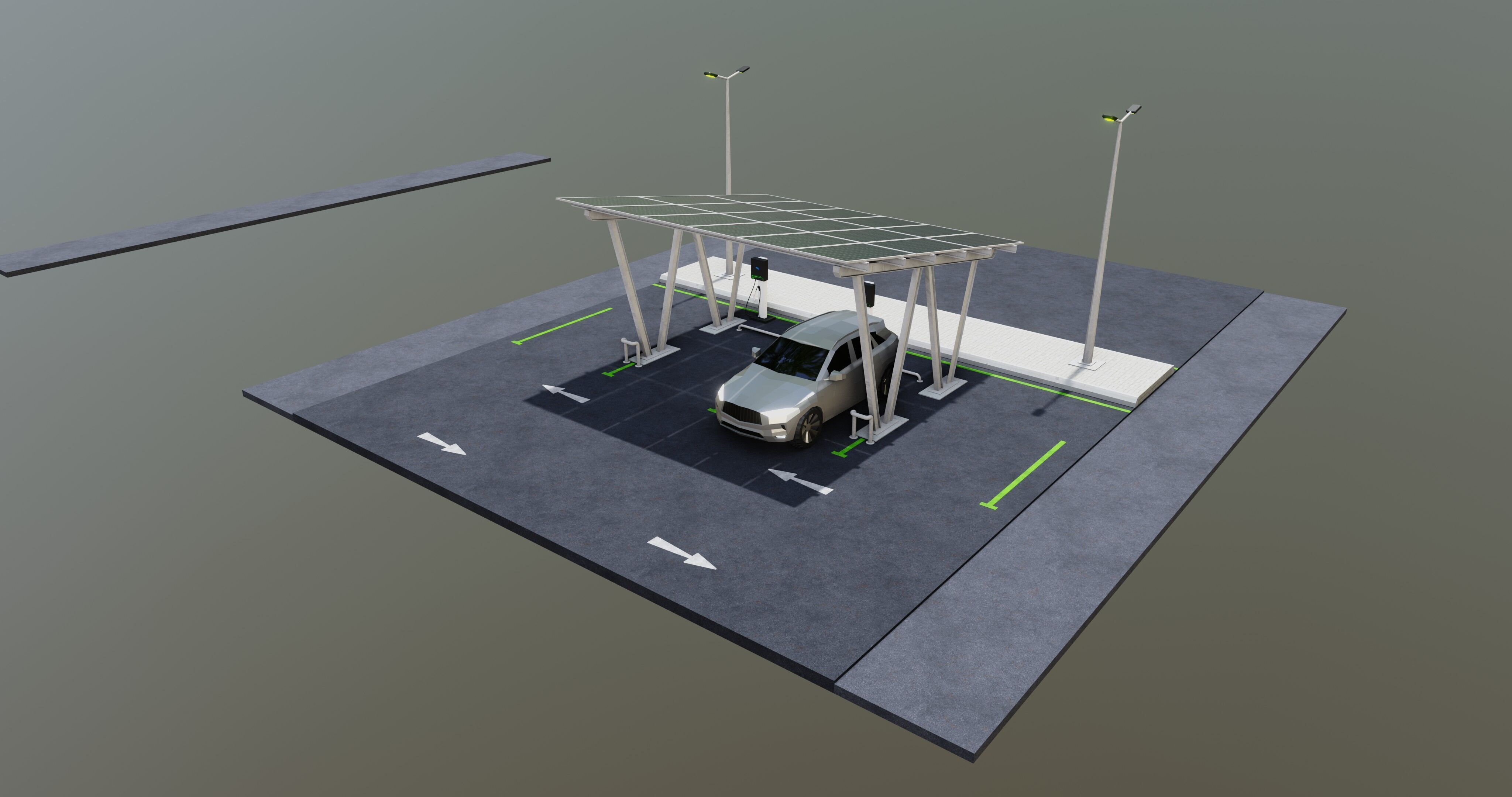 Low Poly Solar Carport Type-2 Pack Low-poly 3D model_4