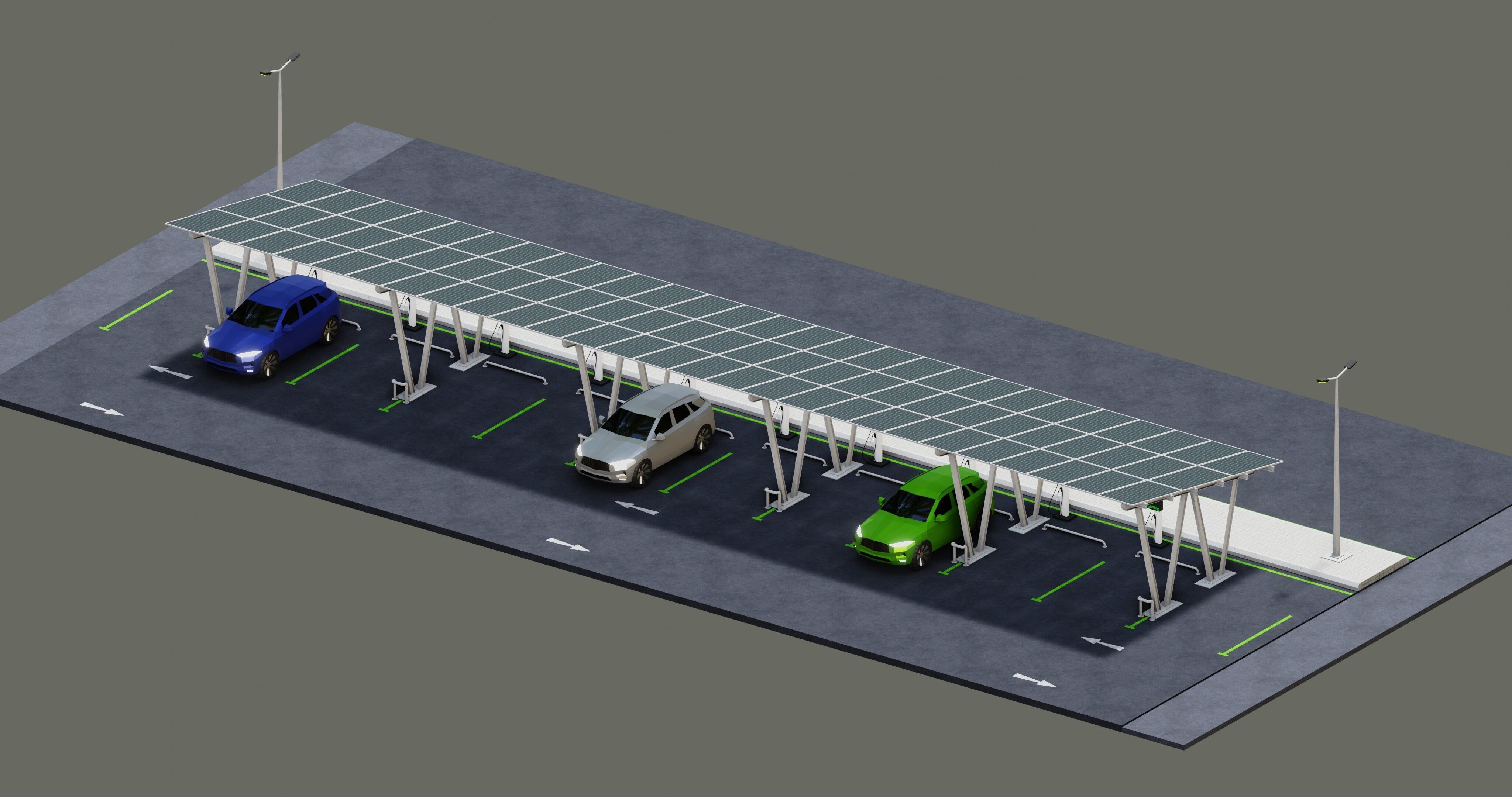 Low Poly Solar Carport Type-2 Pack Low-poly 3D model_14