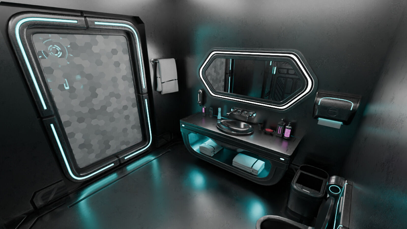 SciFi Apartment Room Low-poly 3D model_13