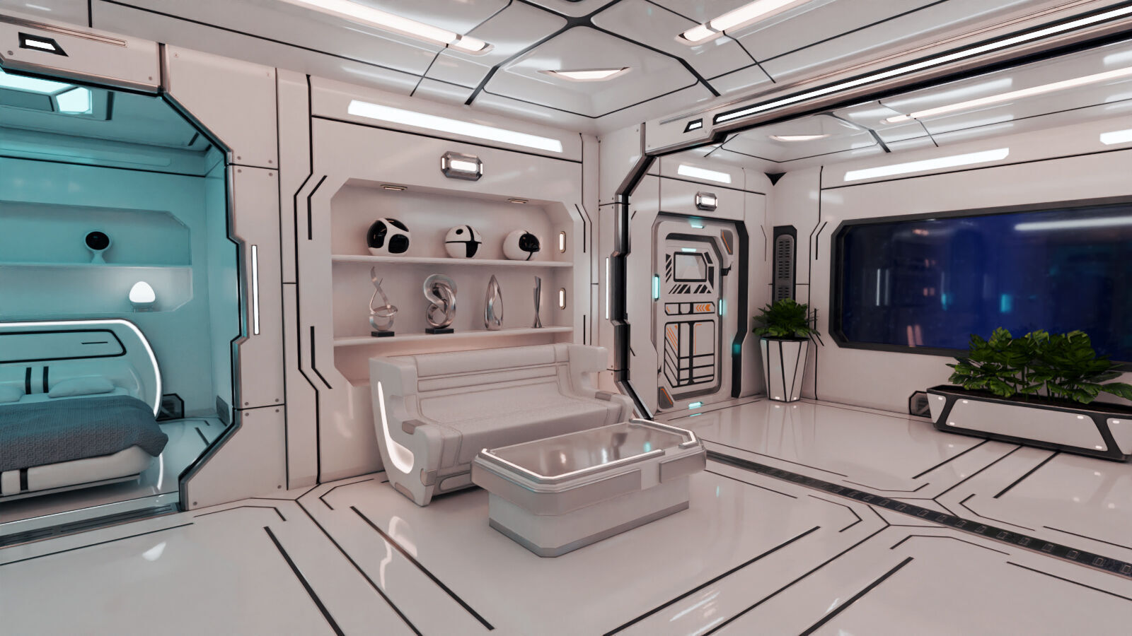 SciFi Apartment Room Low-poly 3D model_3