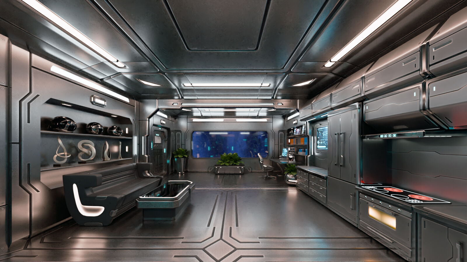 SciFi Apartment Room Low-poly 3D model_2