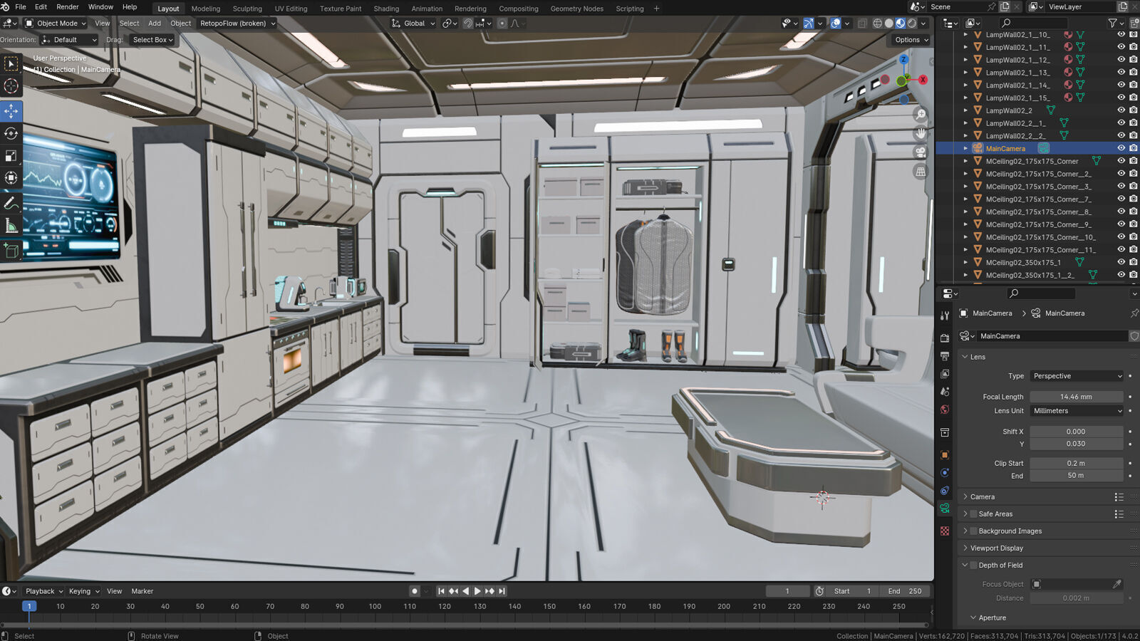 SciFi Apartment Room Low-poly 3D model_14