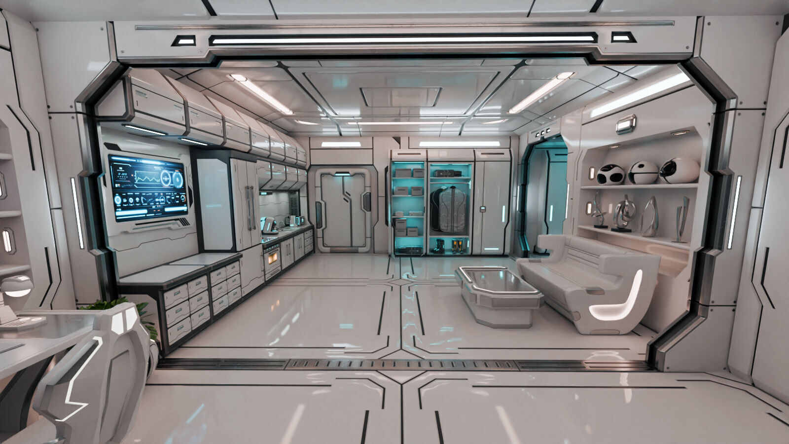 SciFi Apartment Room Low-poly 3D model_6