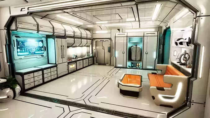 SciFi Apartment Room Low-poly 3D model