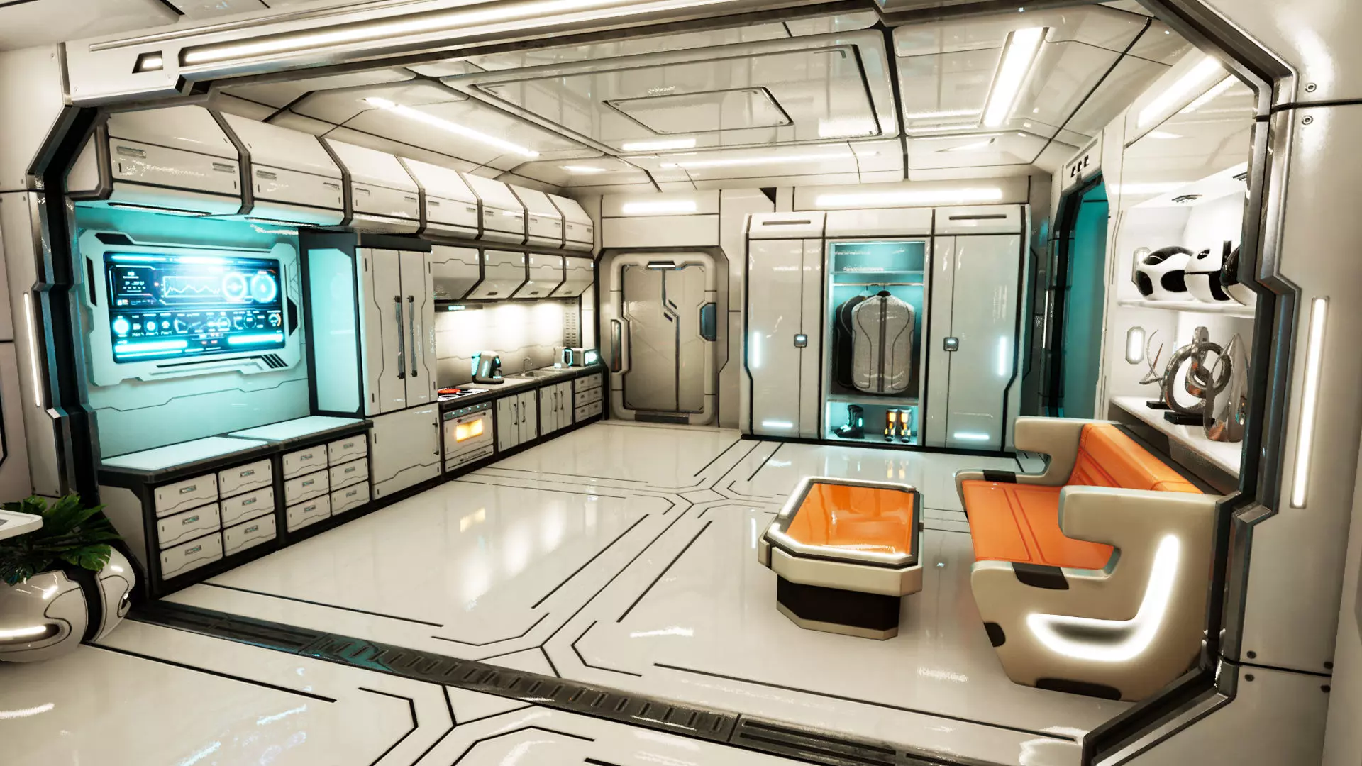 SciFi Apartment Room Low-poly 3D model_0