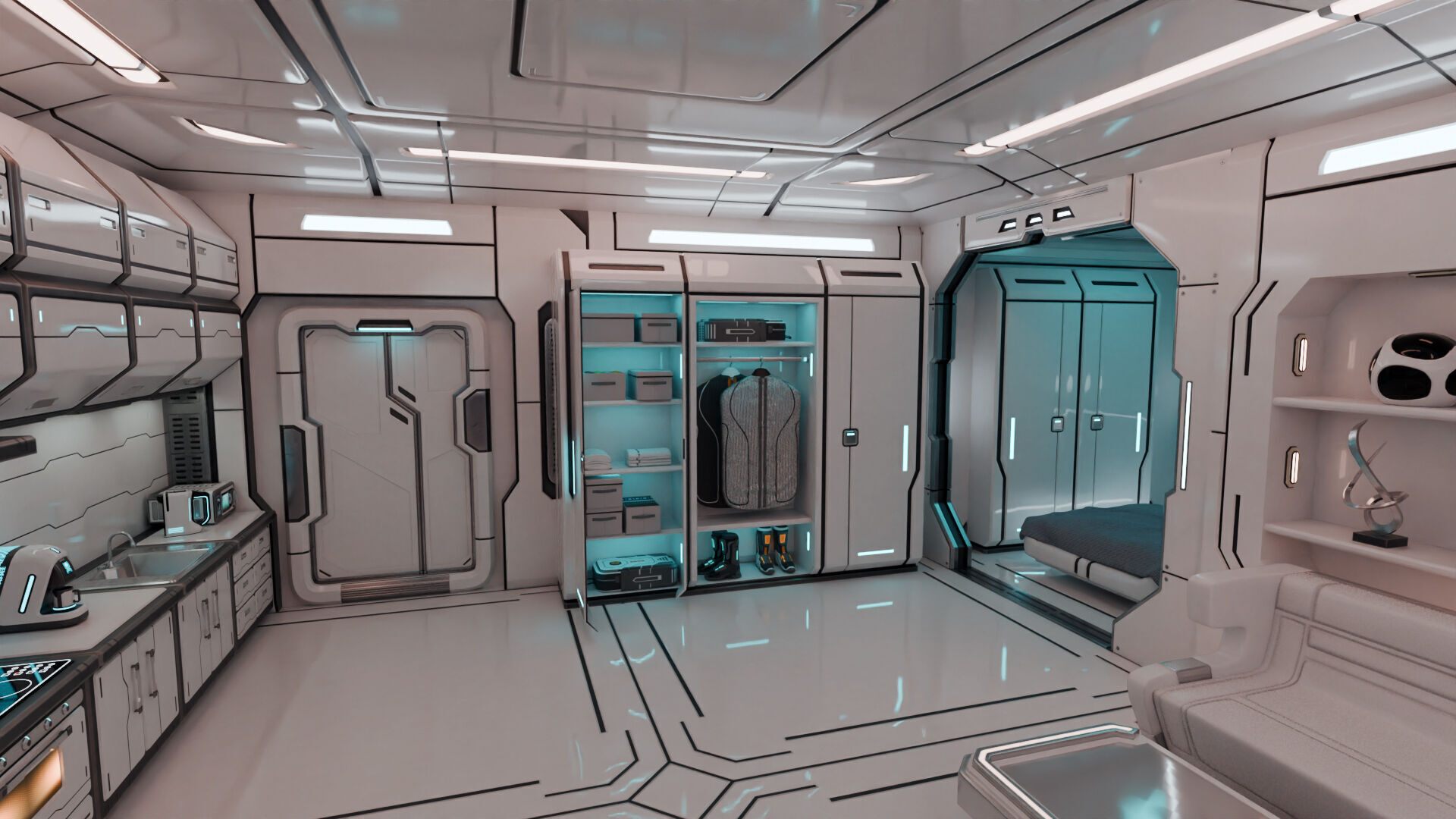 SciFi Apartment Room Low-poly 3D model_5