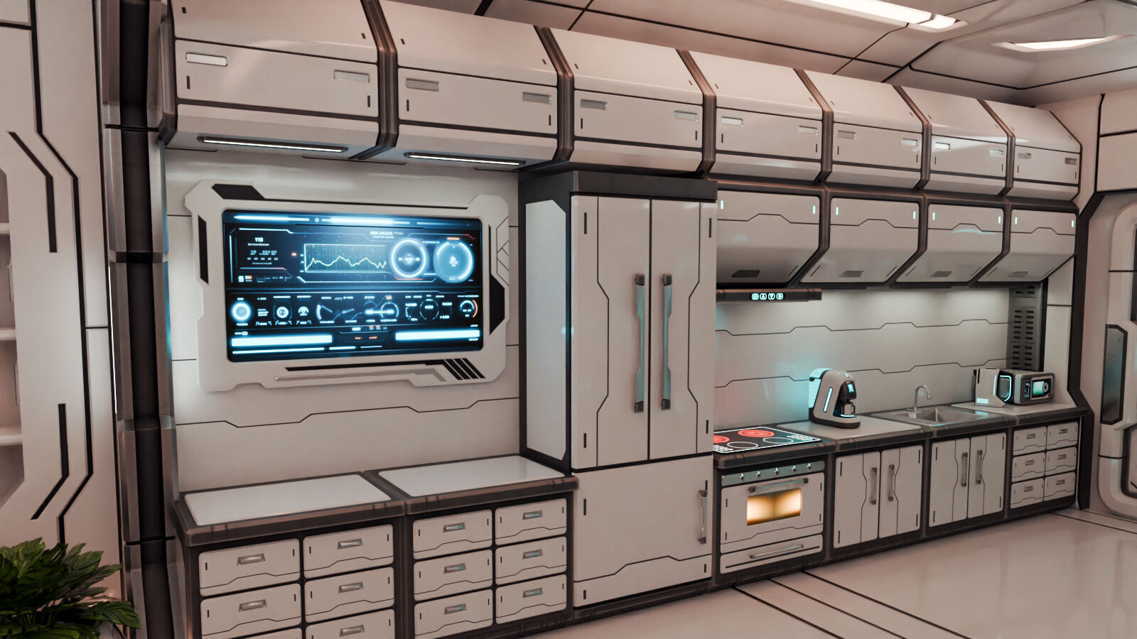 SciFi Apartment Room Low-poly 3D model_7