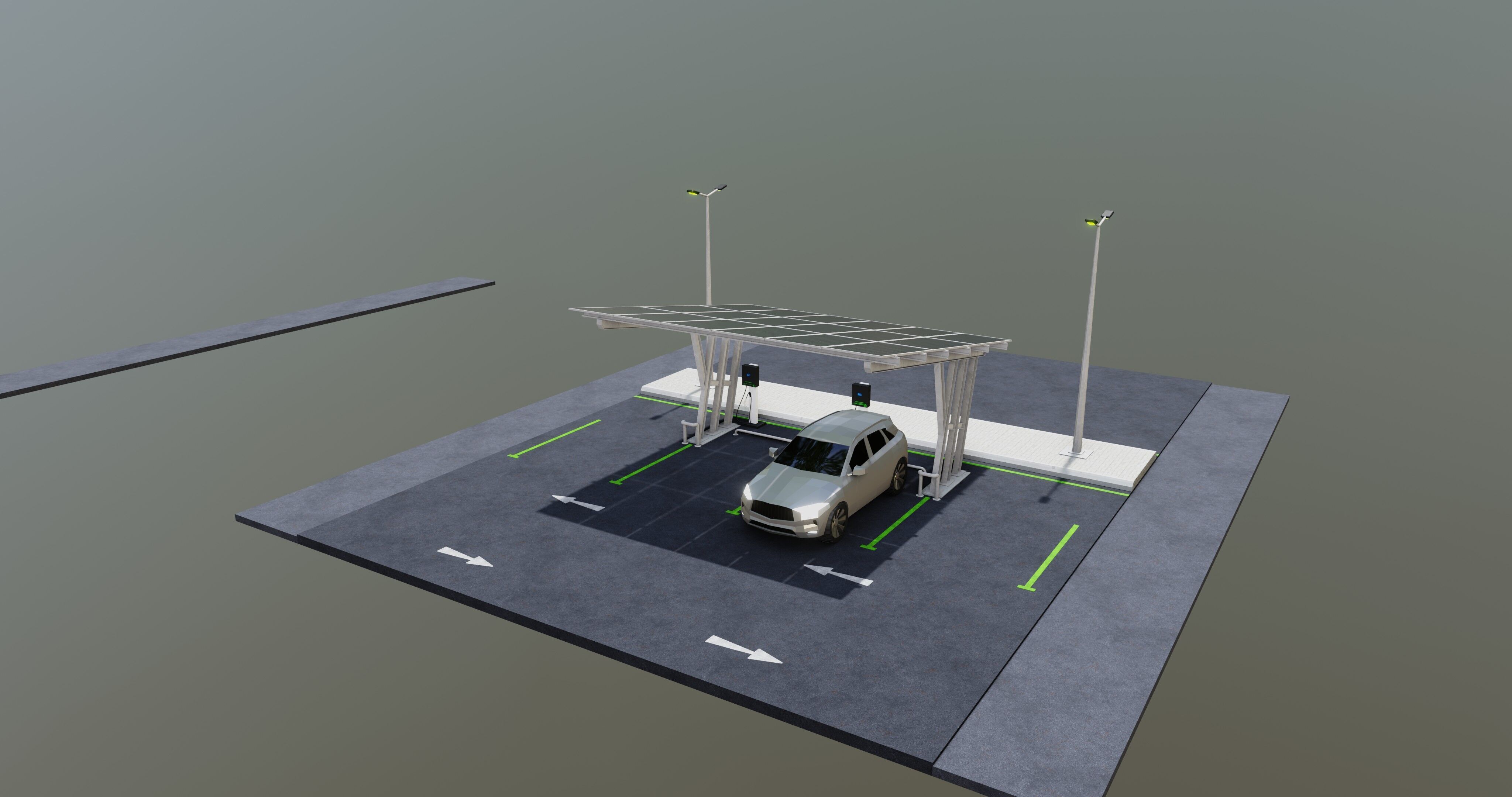 Low Poly Solar Carport Type-3 Pack Low-poly 3D model_7
