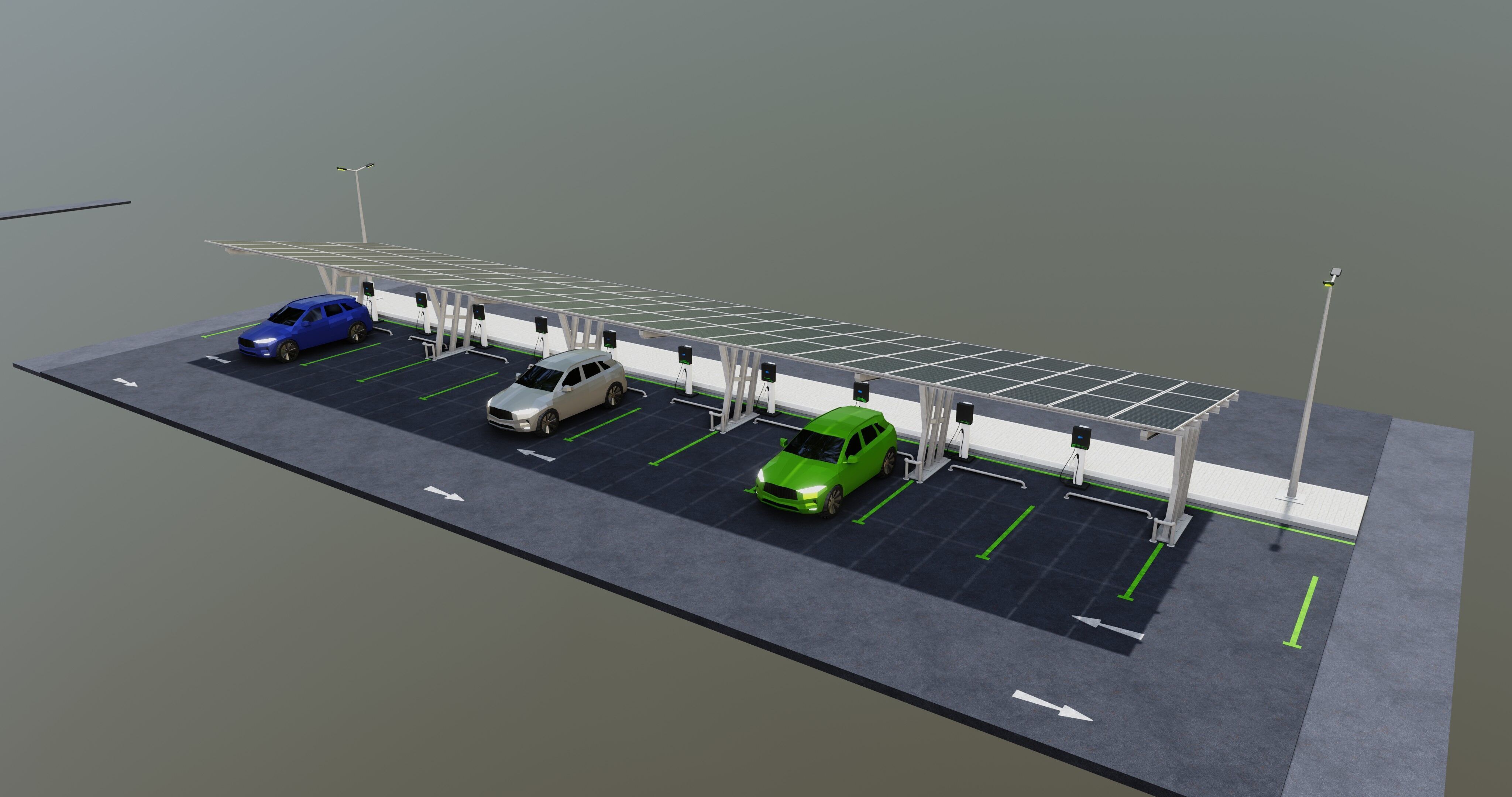 Low Poly Solar Carport Type-3 Pack Low-poly 3D model_15